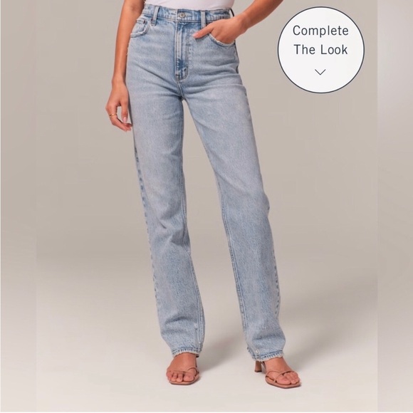 ABERCROMBIE & FITCH The  '90s Straight Ultra High Rise Curve Love Jeans Size 25 - Picture 1 of 10